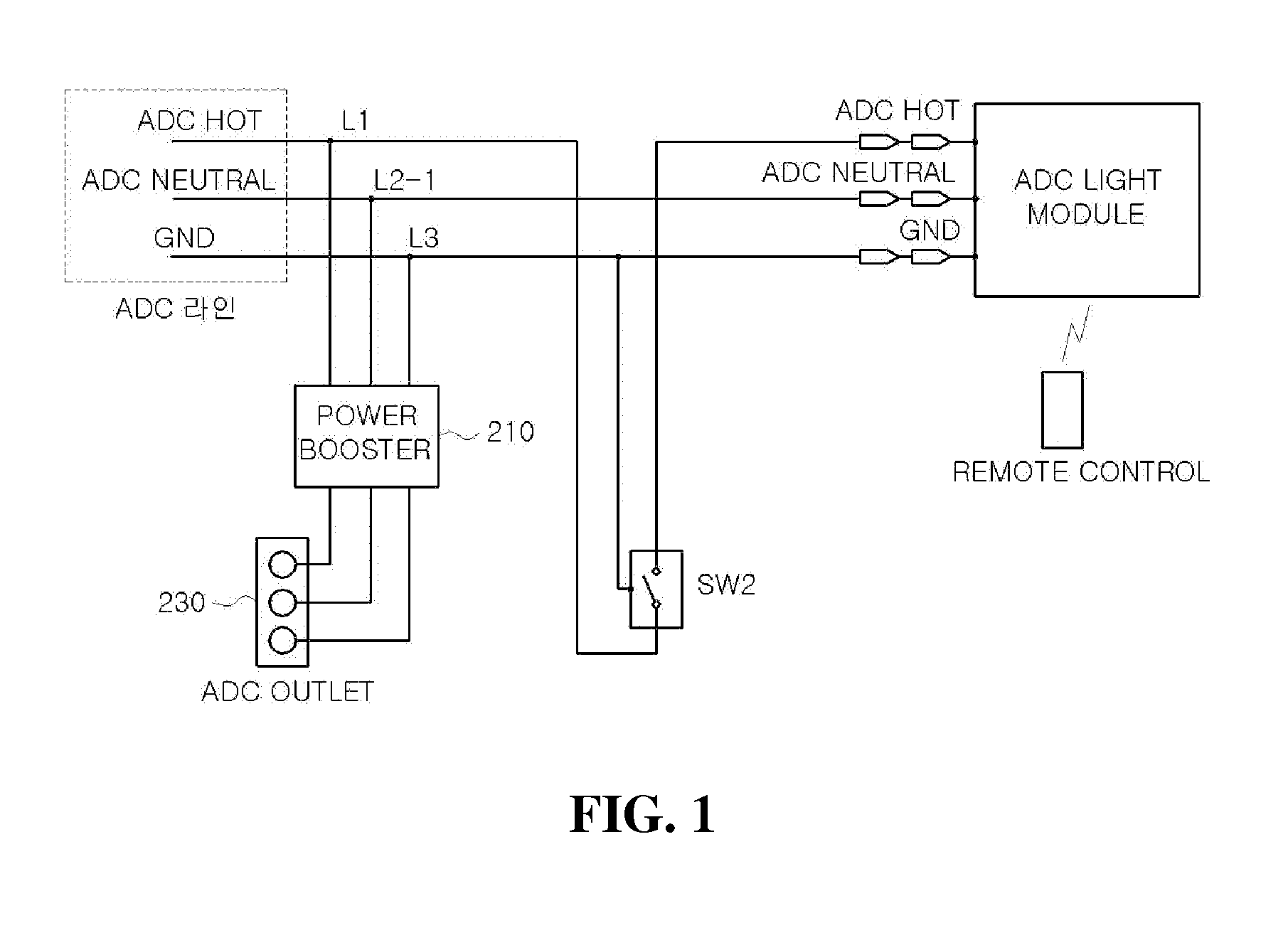 Alternating current (AC)-direct current (DC) power booster and ac-DC power control module for ac and DC illuminations