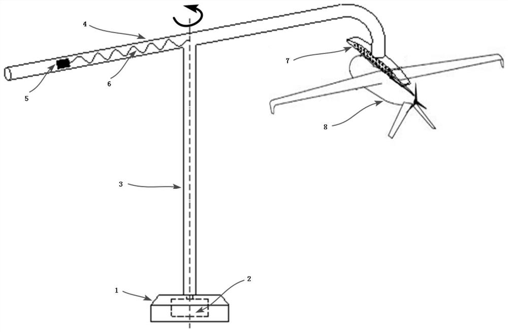 Rotary launching device and launching method of unmanned aerial vehicle