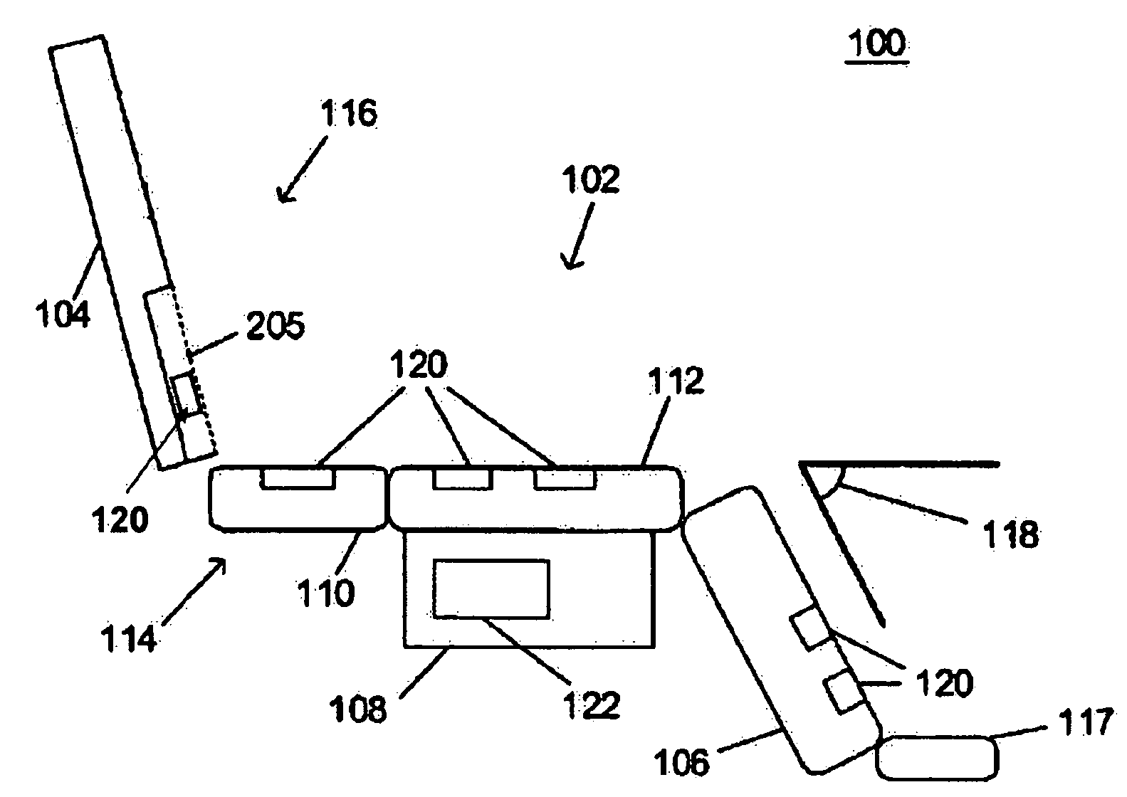 Seat subportion adjustable in relative height and/or angle and backrest adjustable in shape