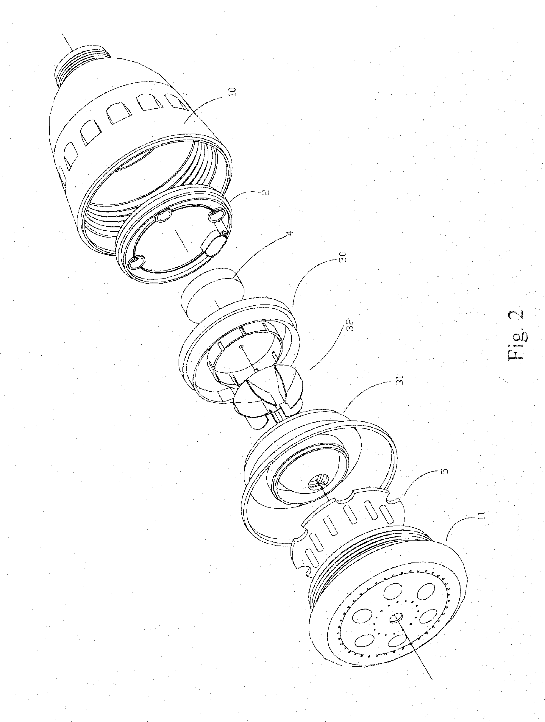 Showerhead with turbocharger mechanism