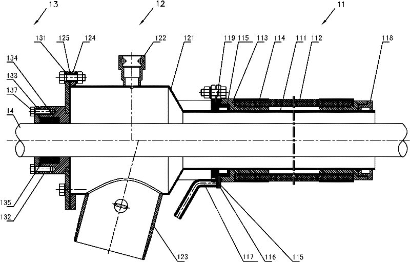 Integrated device for separating gas, water and slag