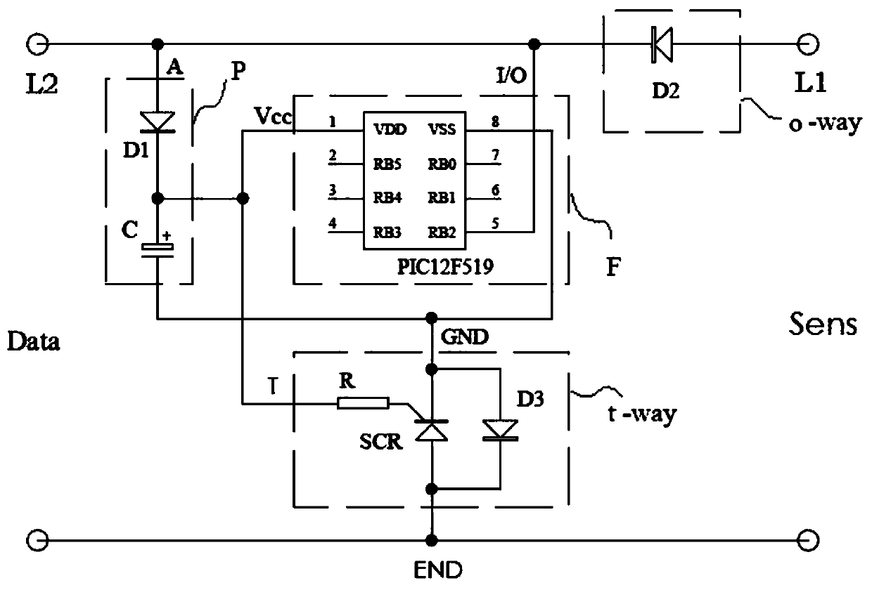 Two-core wire embedding structure for storage package of calibration parameters of vibrating wire sensors