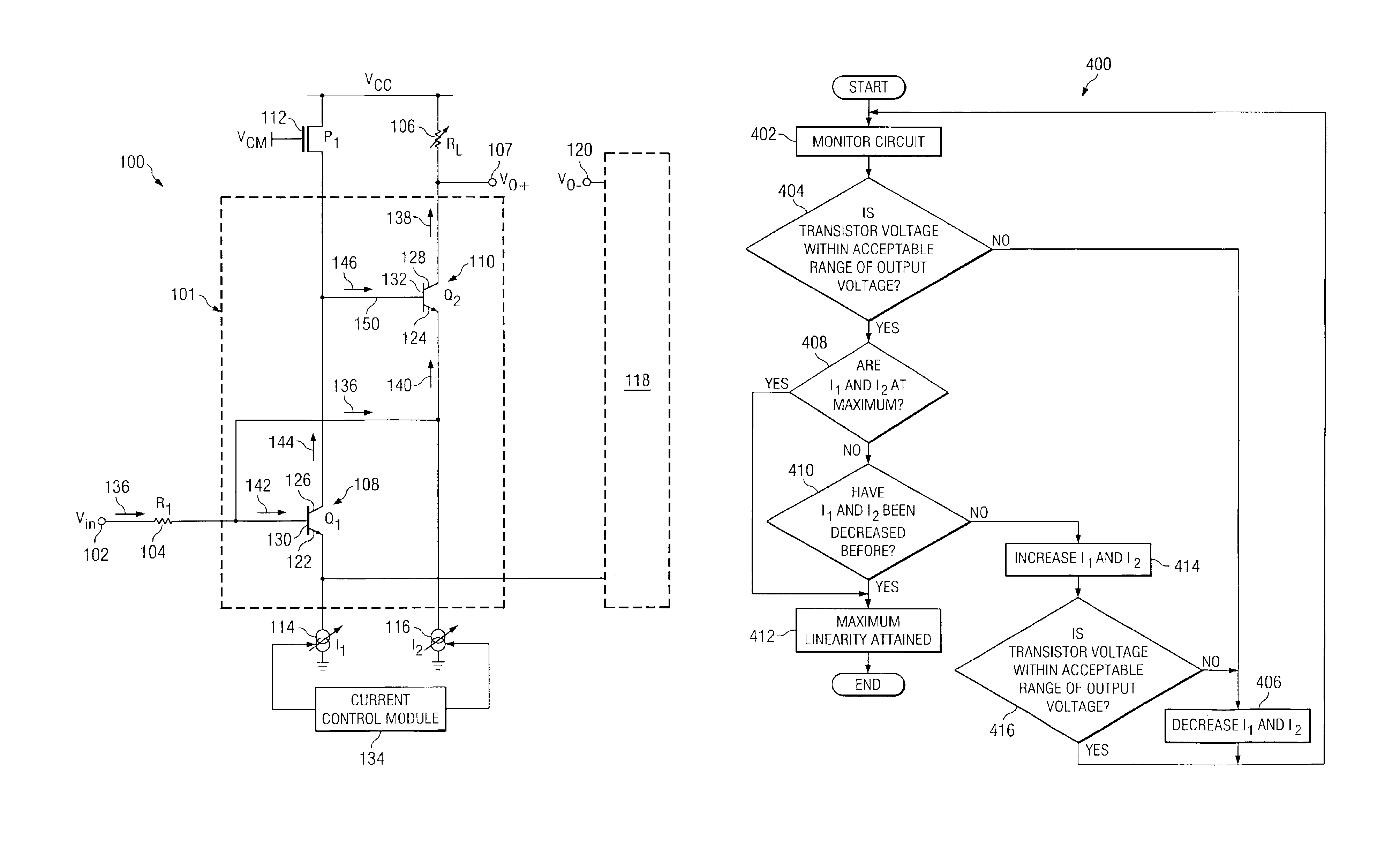 Method and system for correcting non-linear response in amplifiers