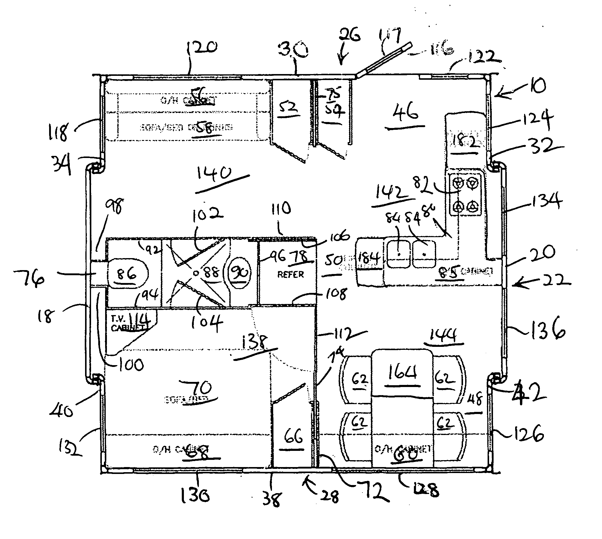 Slidable room arrangement for recreational trailer