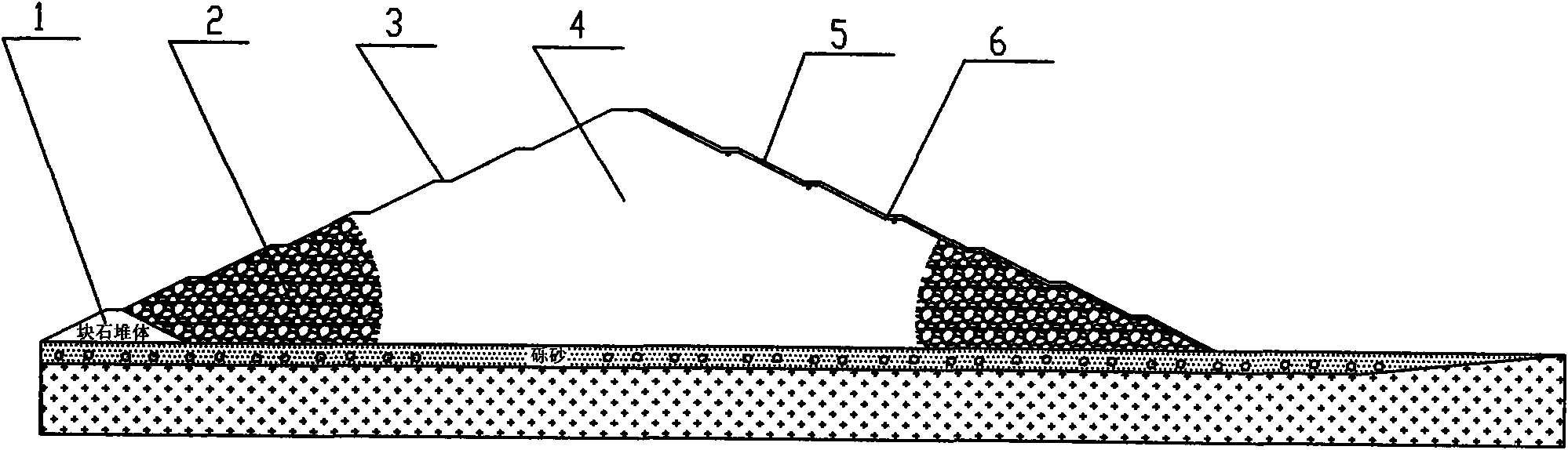 Method for building high roller compaction water-permeable tailing dam by rock dumping