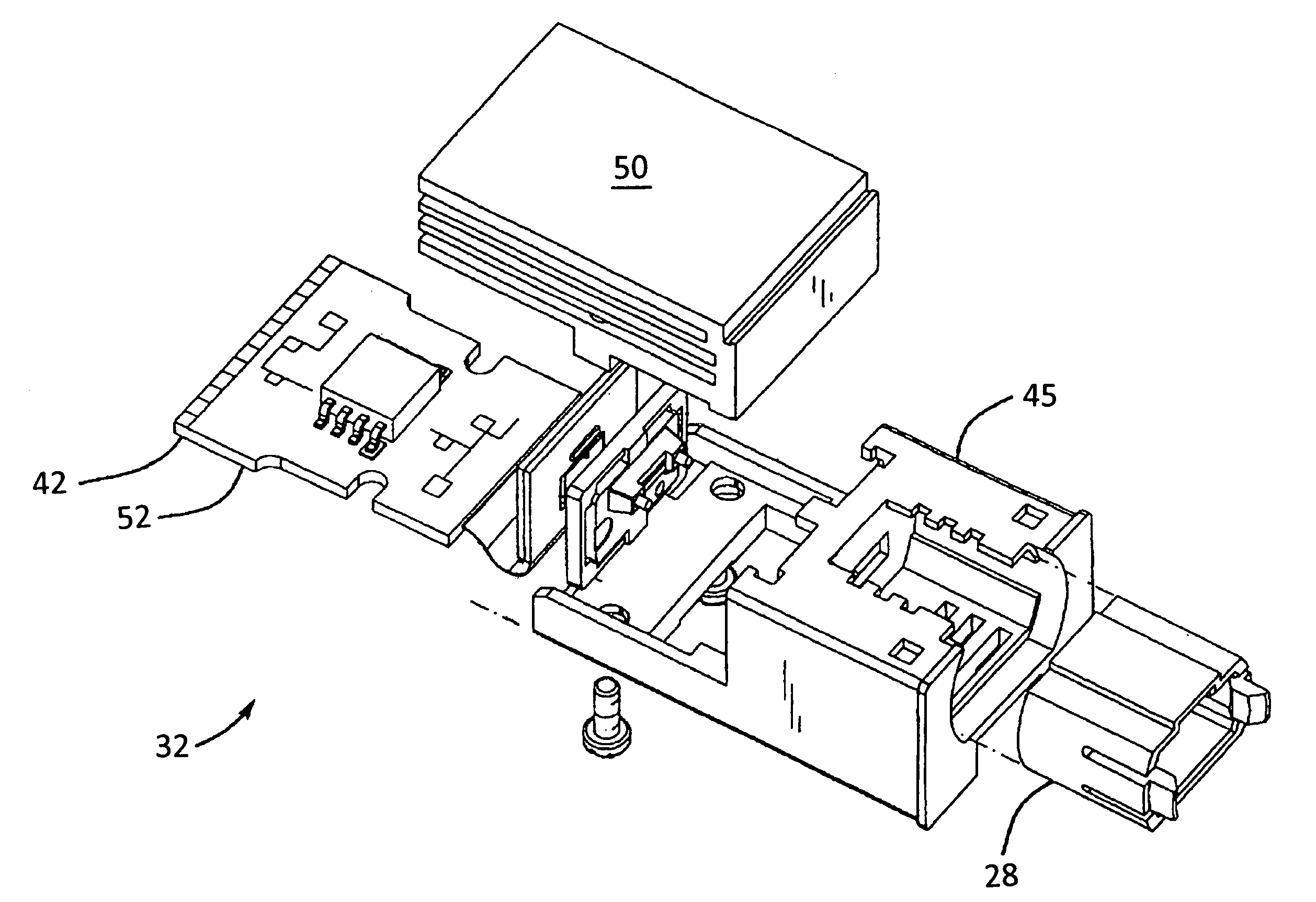 Transponder assembly for use with parallel optics modules in fiber optic communications systems