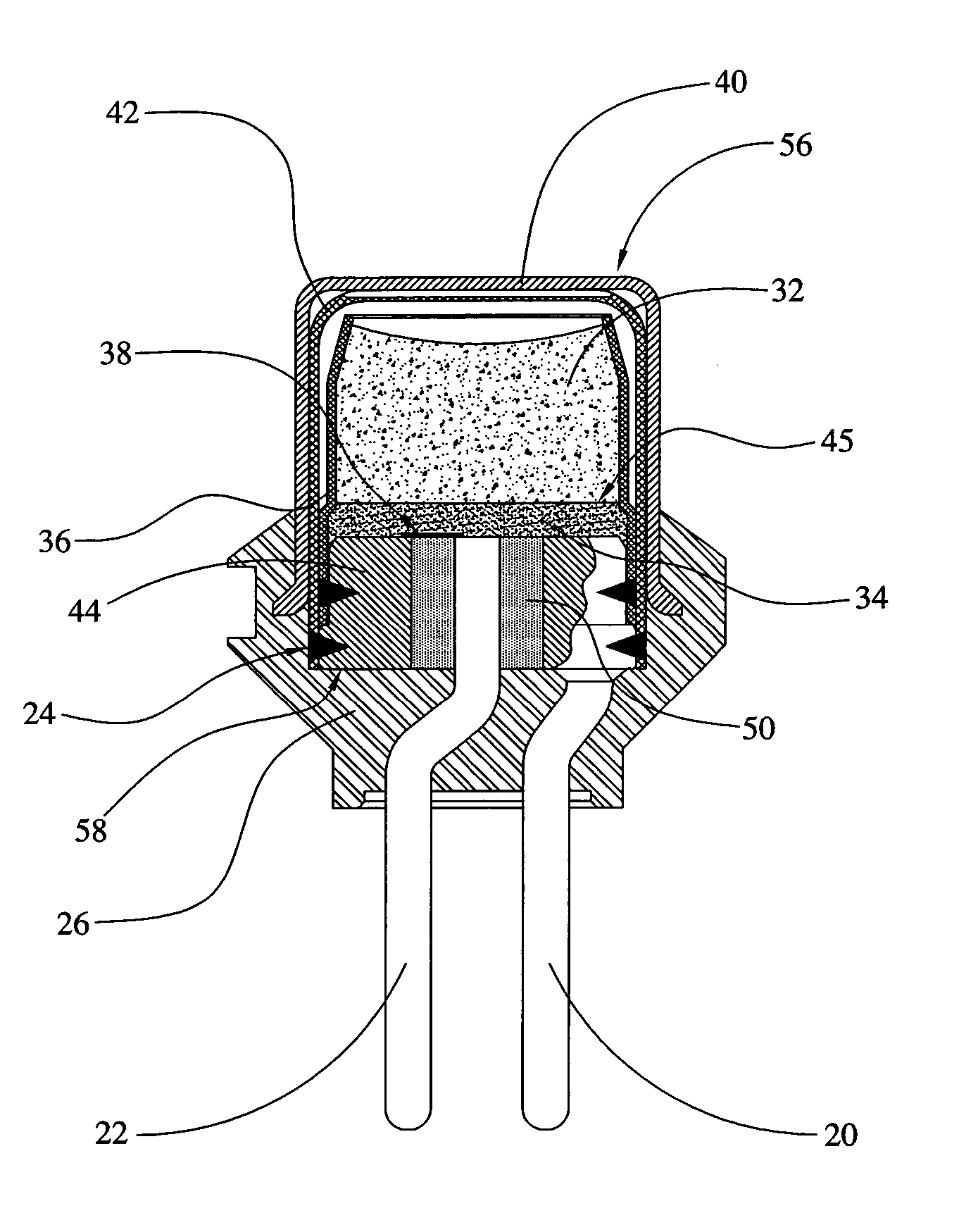 Initiator with a slip plane between an ignition charge and an output charge