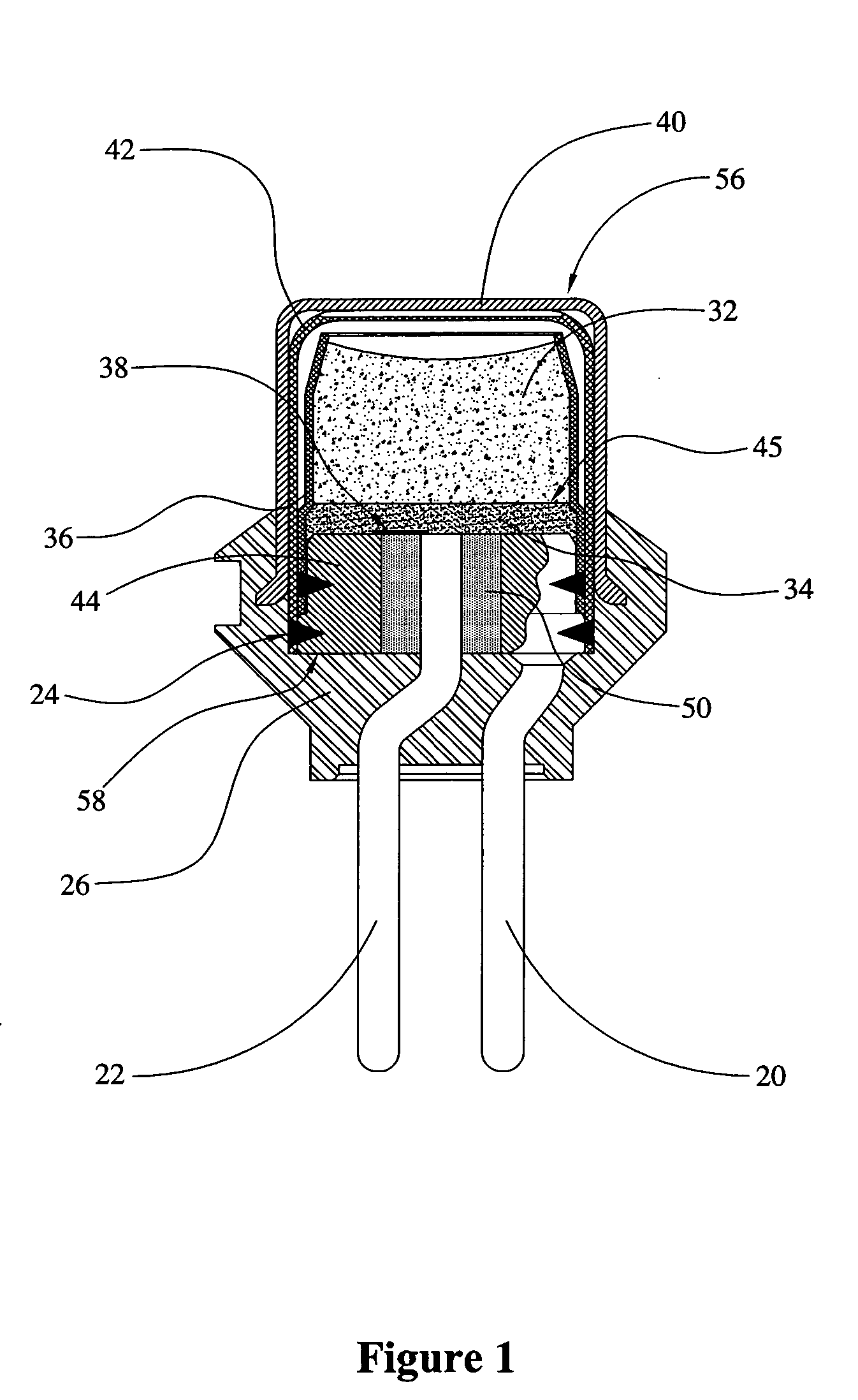 Initiator with a slip plane between an ignition charge and an output charge