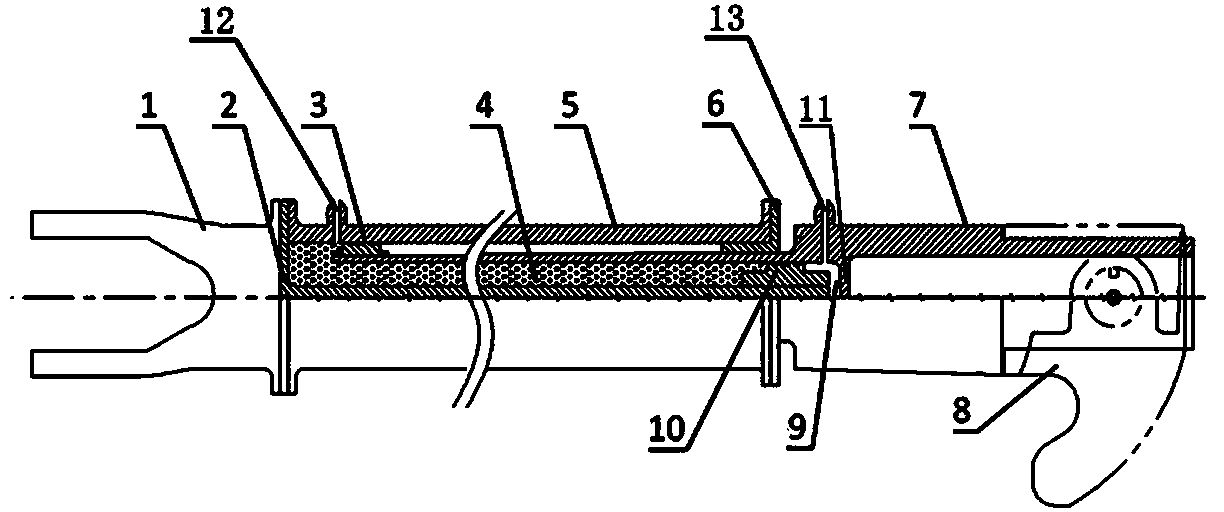 Hook arm of buffer load-shedding arresting hook