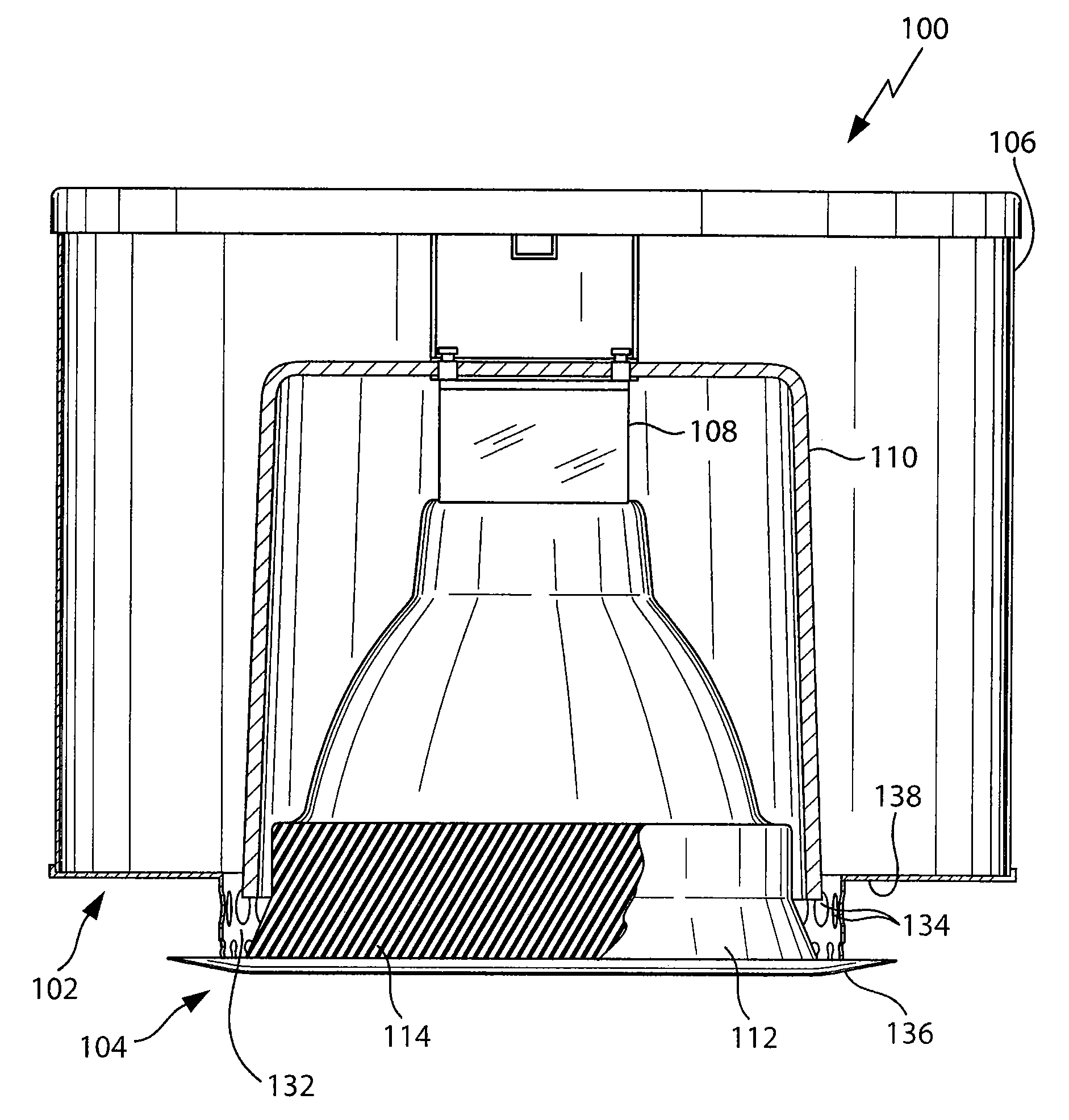 Fire rated recessed lighting assembly