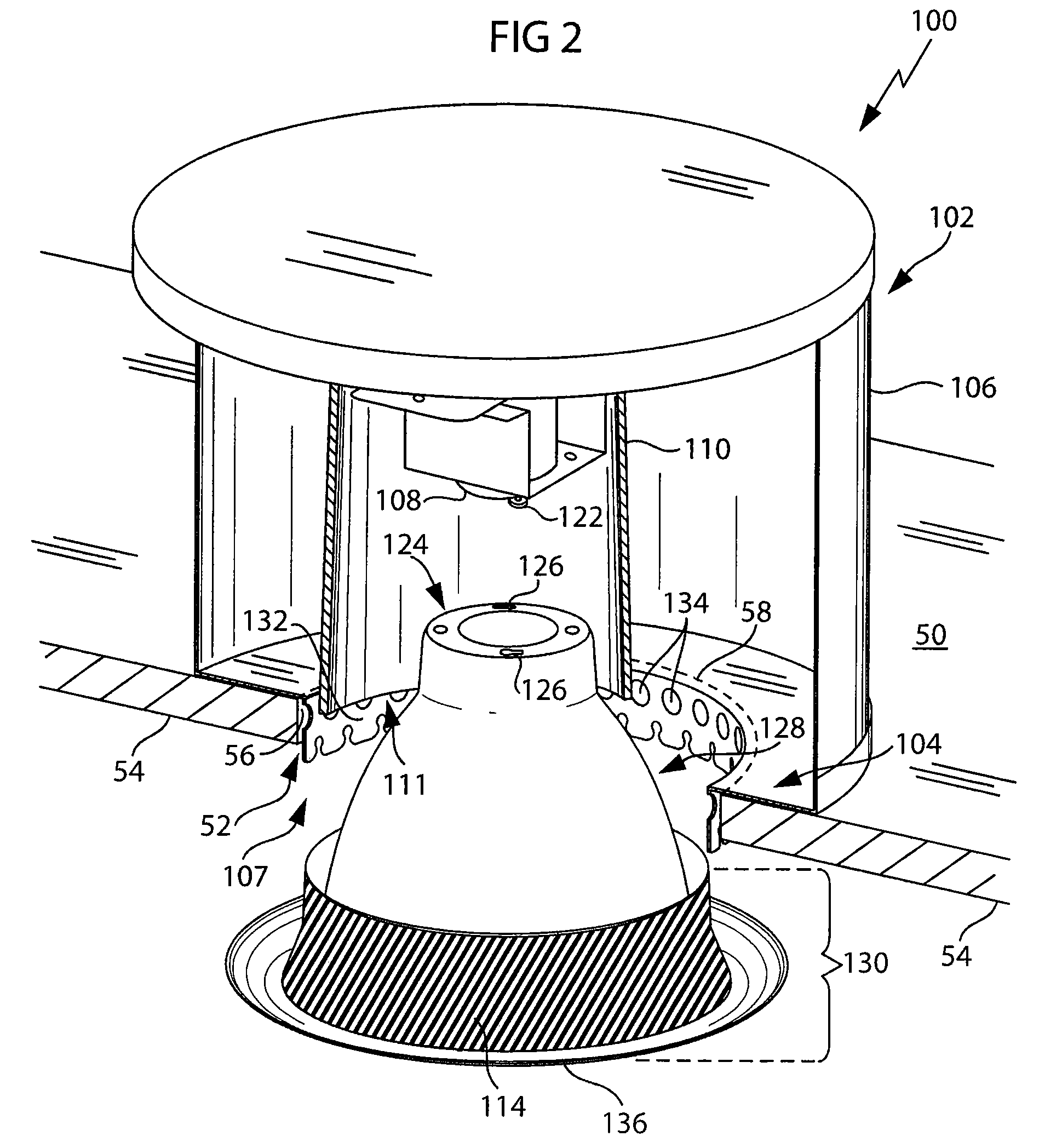 Fire rated recessed lighting assembly