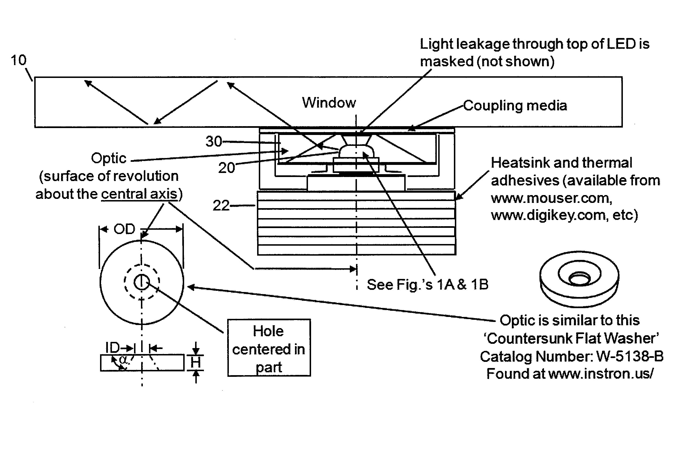 Non-invasive injection of light into a transparent substrate, such as a window pane through its face