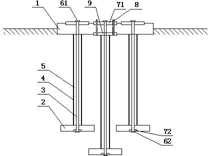 Transmission tower plate-type three-rope foundation structure