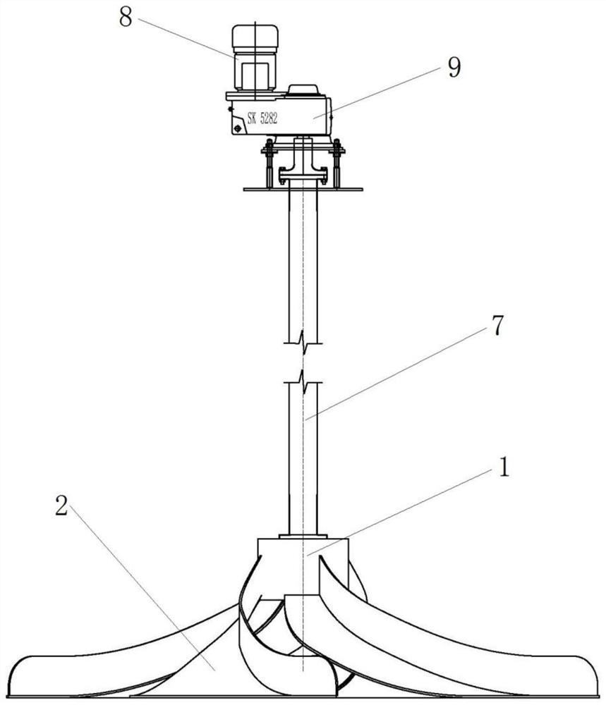 Vertical hyperbolic stirring impeller and stirrer thereof