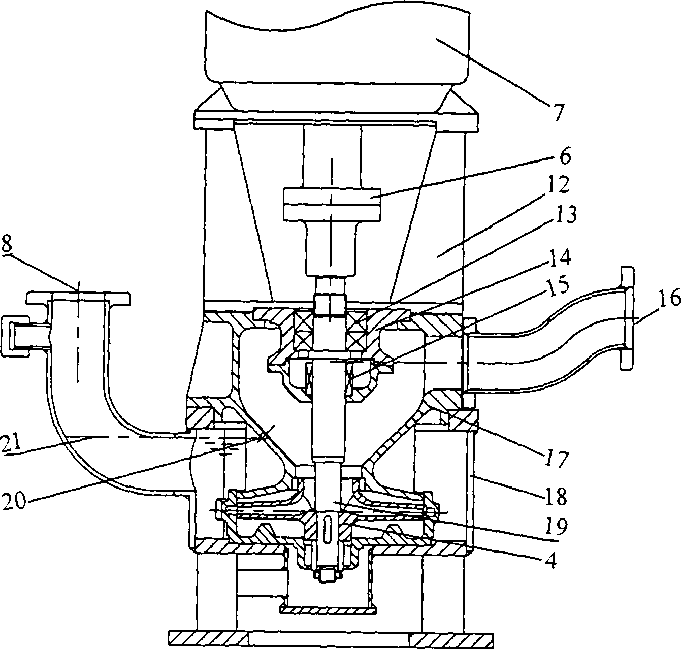 Vertical self-priming pump valve-free self-antisiphoning device