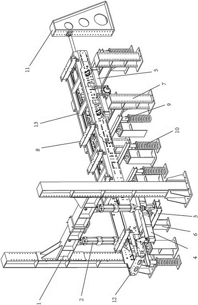 Frame torsional fatigue test bench with loading device