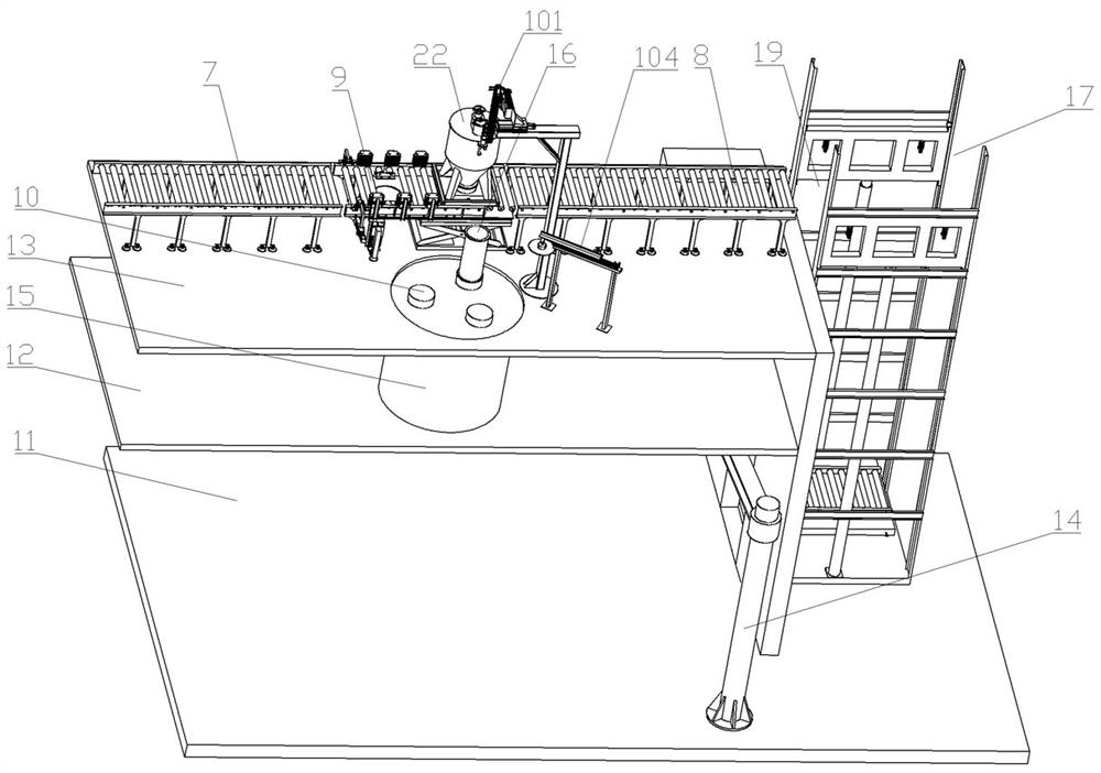 Uranium conversion material automatic feeding assembly with temporary storage function