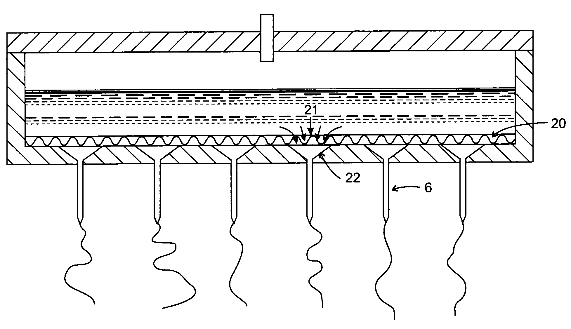 Electrospraying/electrospinning array utilizing a replacement array of individual tip flow restriction