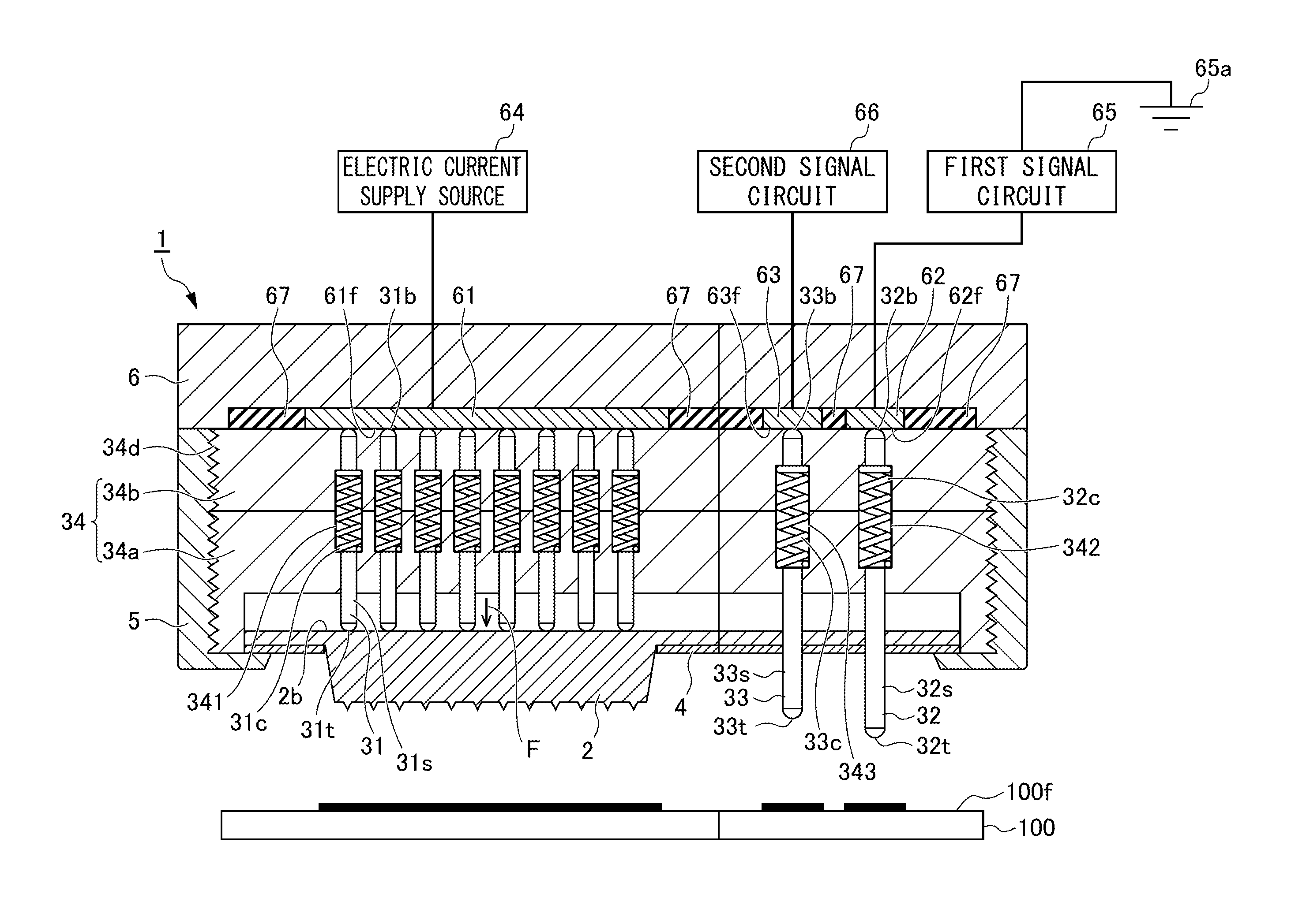 Electric current application method and electric current applying device