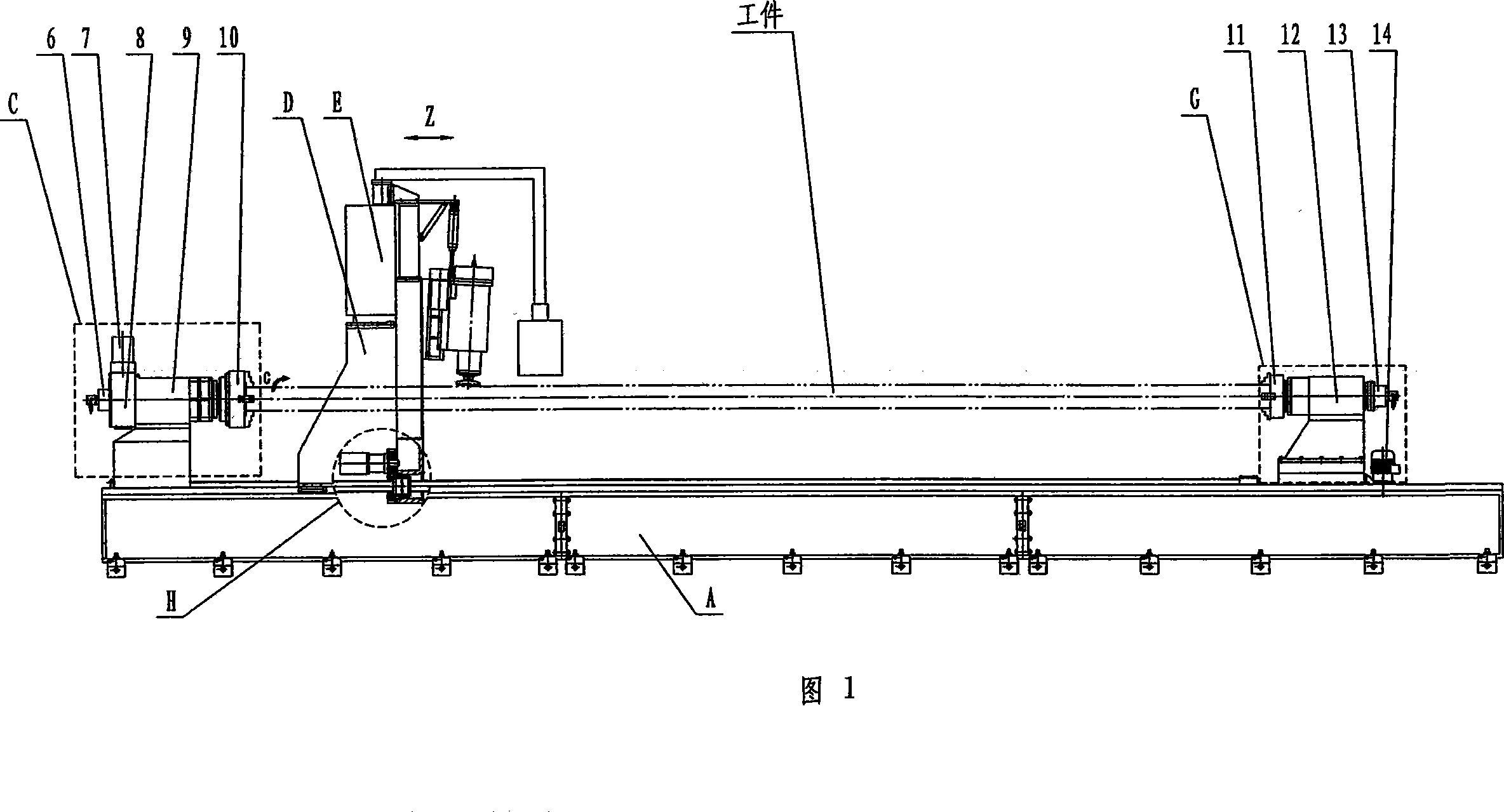 Three-head helix milling machine