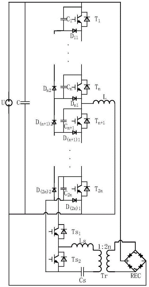 Diode clamp power switch series-connection high-voltage inverter and topological structure thereof