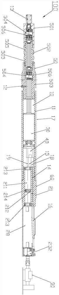 Experimental device for testing key component of rotary side wall coring instrument