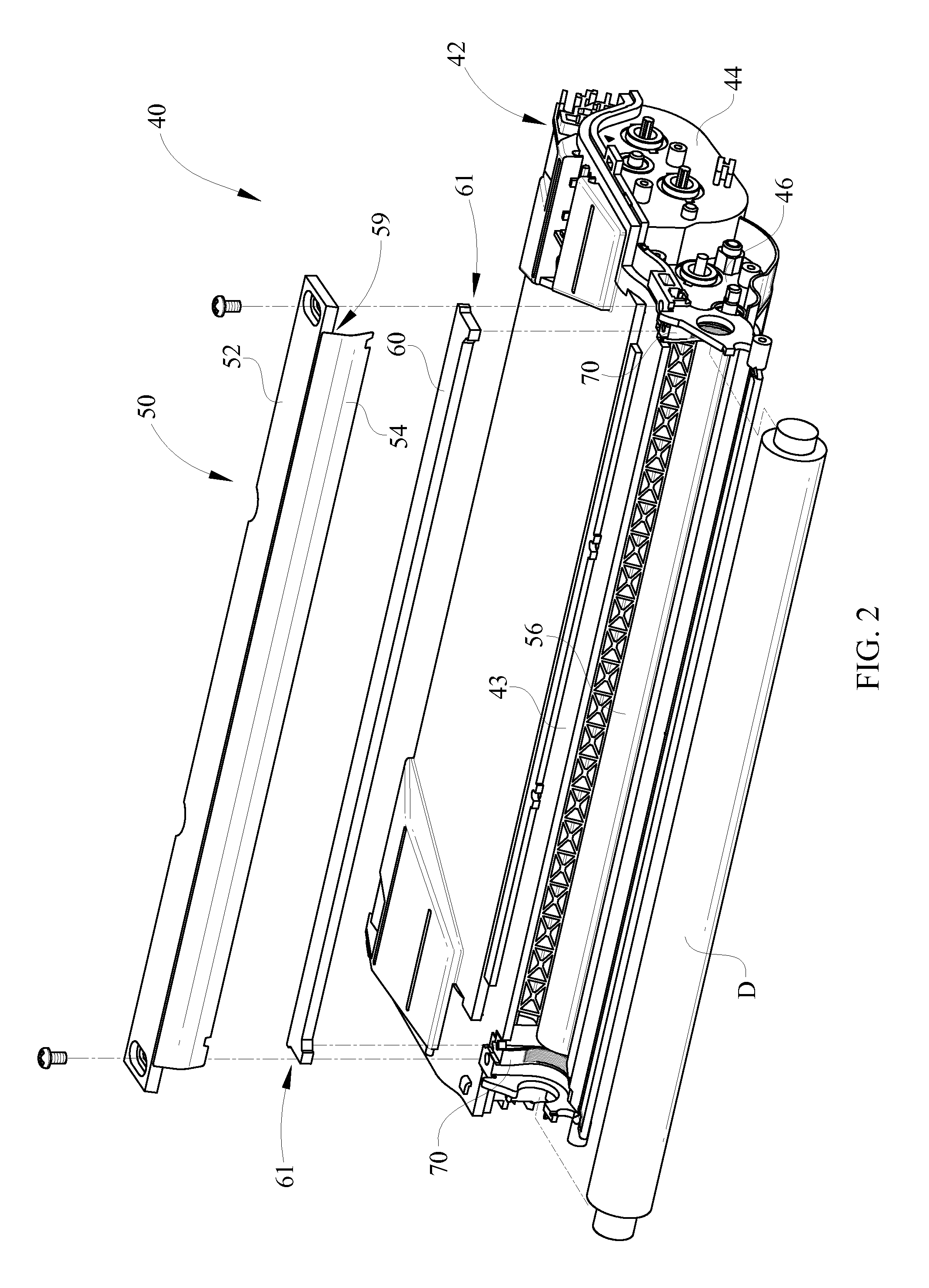 Upper seal for inhibiting doctor blade toner leakage