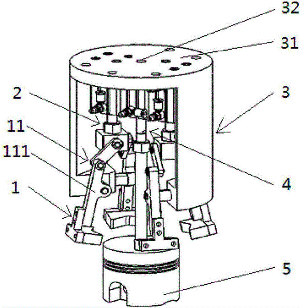 Mechanical hand for grabbing pistons