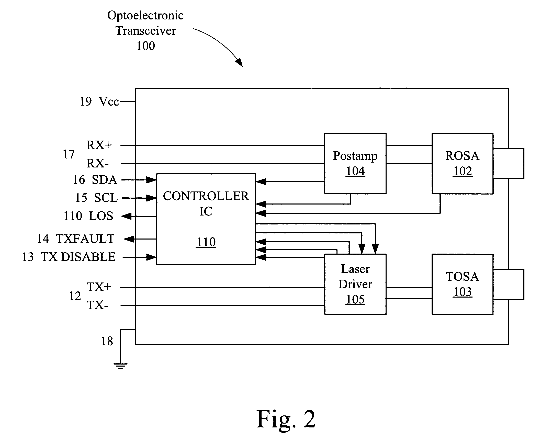 Analog to digital signal conditioning in optoelectronic transceivers