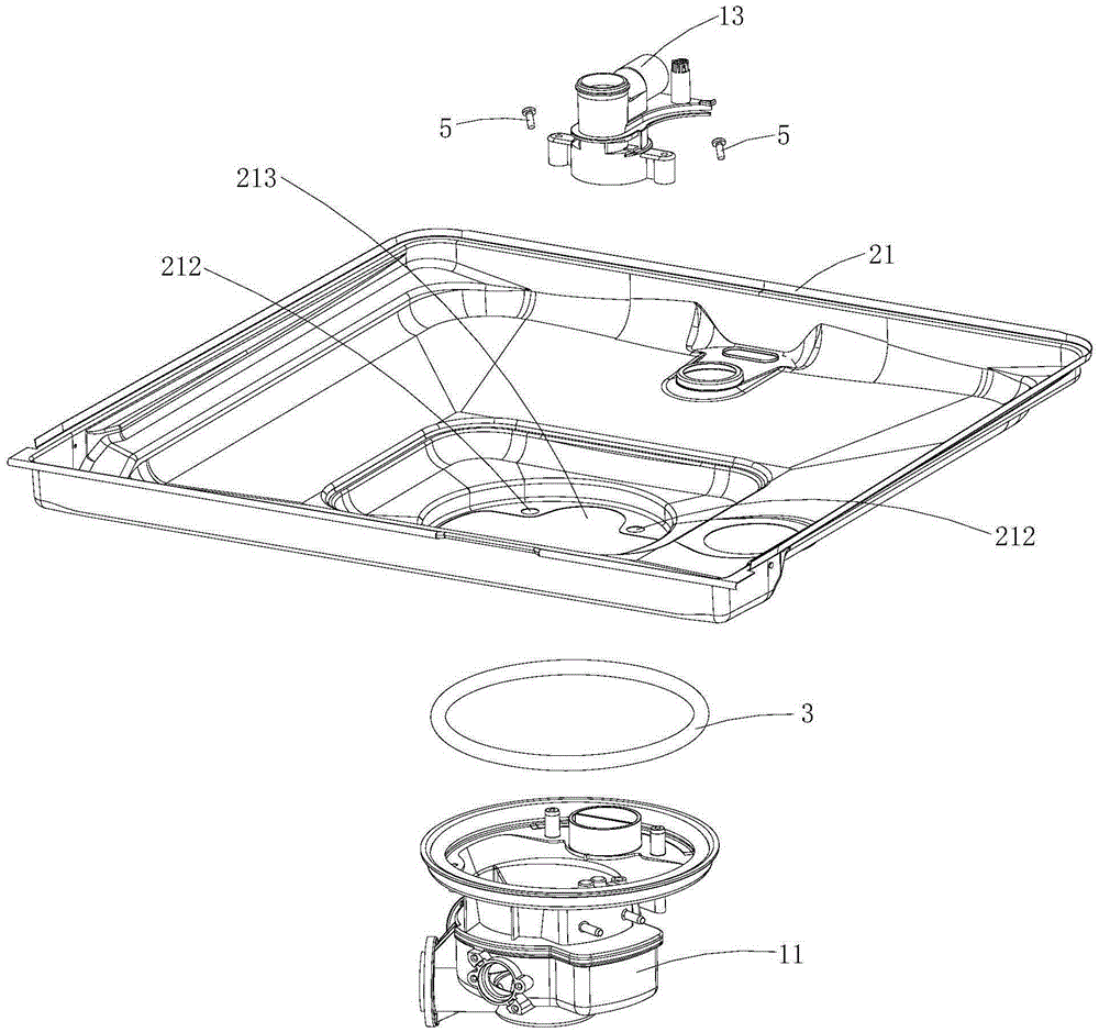 Dish-washing machine water cup component and mounting structure of dish-washing machine water cup component