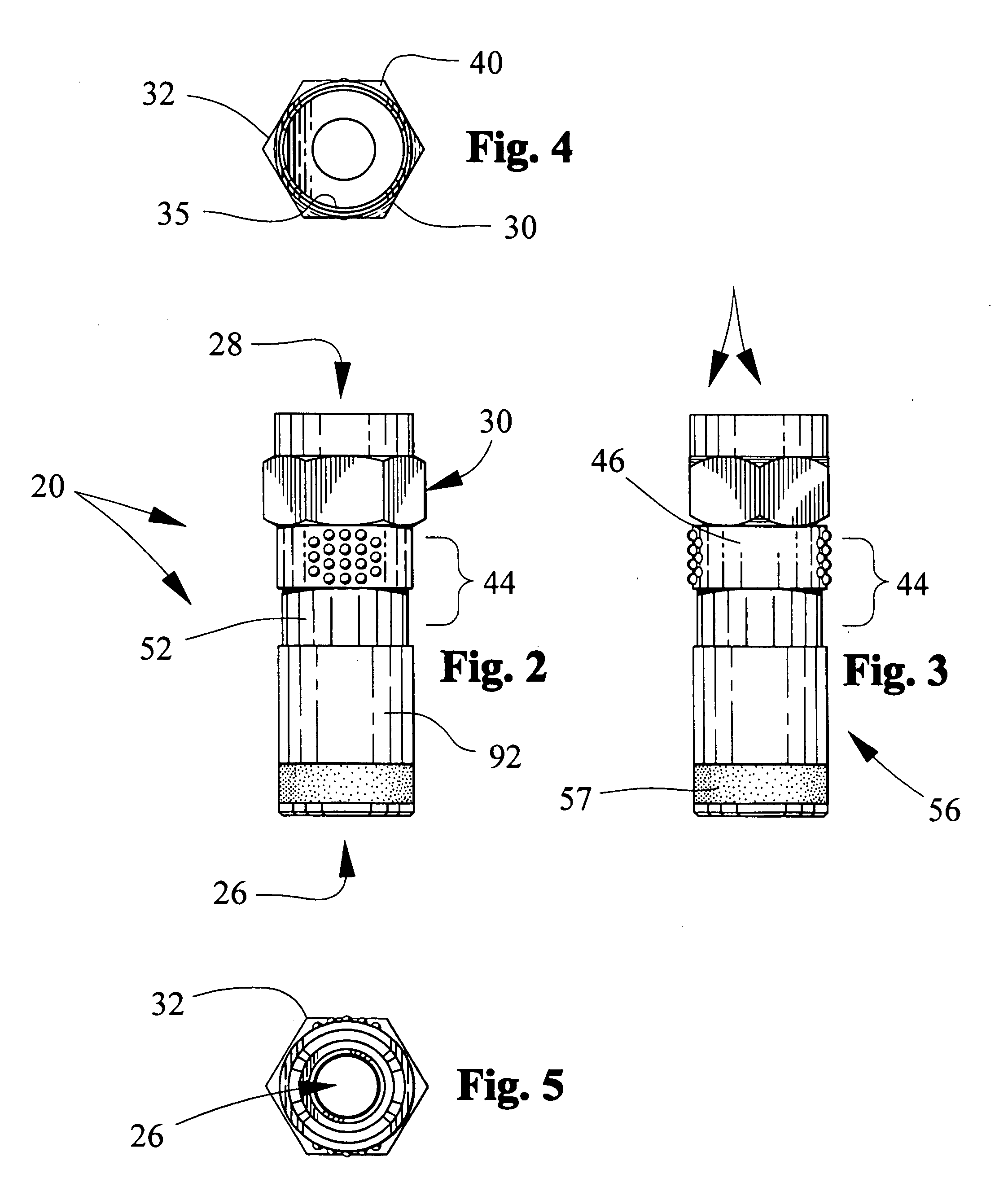 Compression type coaxial cable F-connectors