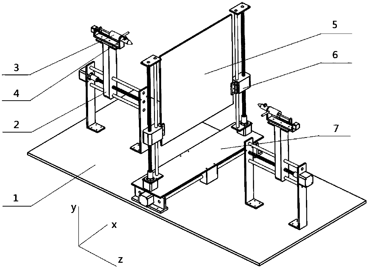 A device for making double-sided embroidery by double-sided electrospinning