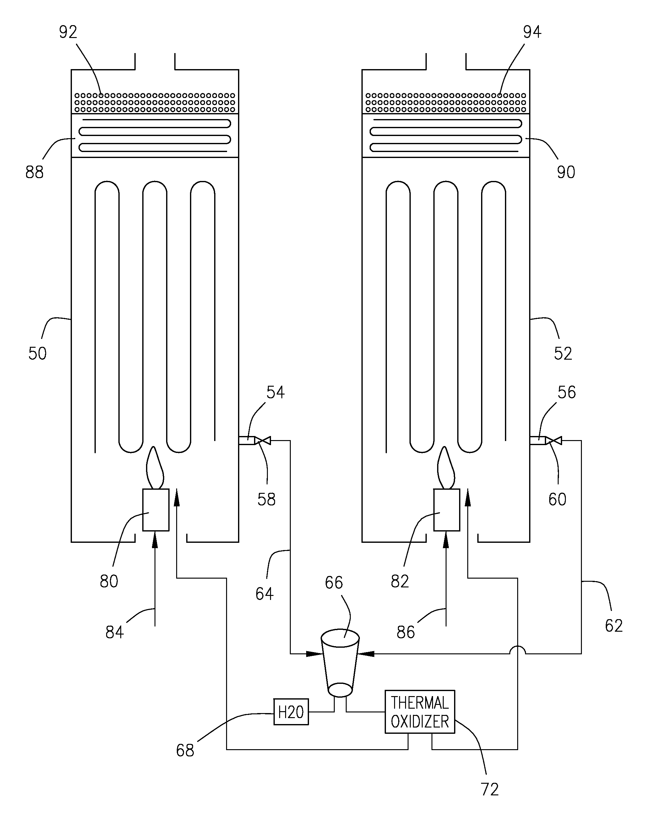 Coke treatment process and system to minimize NO<sub>X </sub>emissions and minimize catalyst volume