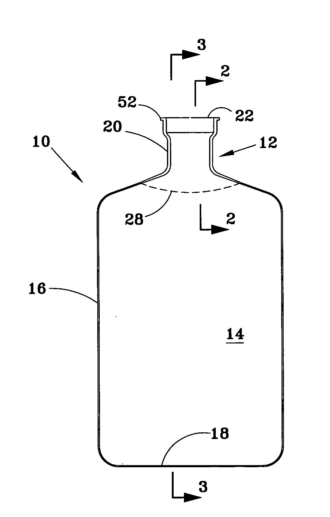 One-piece, continuoulsy blow molded container with rigid fitment