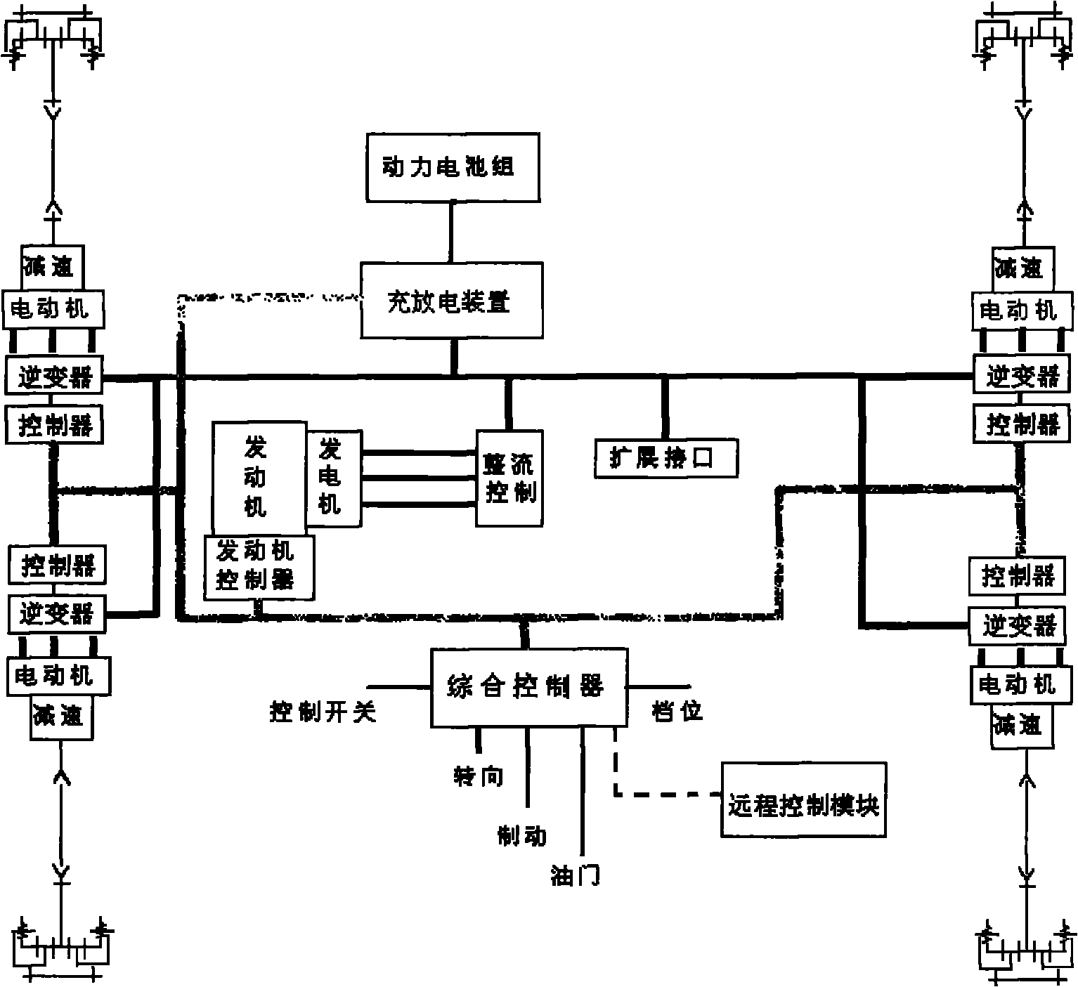 Vehicle hybrid four-wheel electric drive system