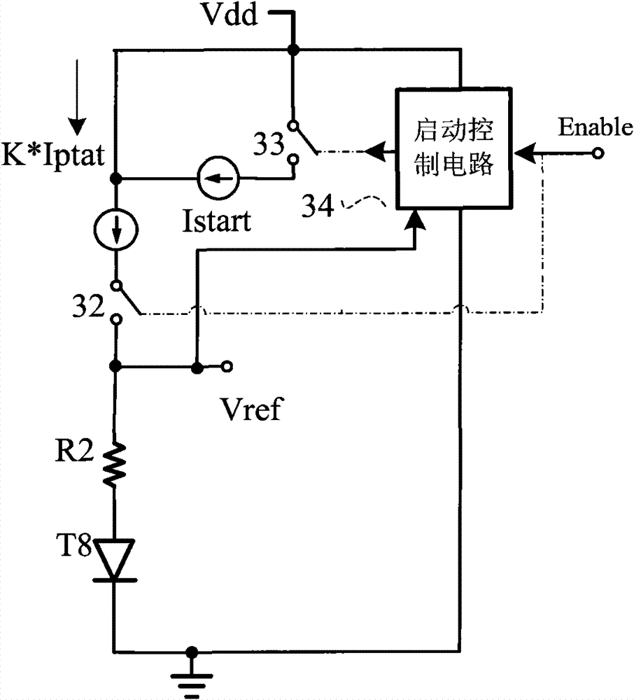 Voltage reference circuit with switch control characteristic