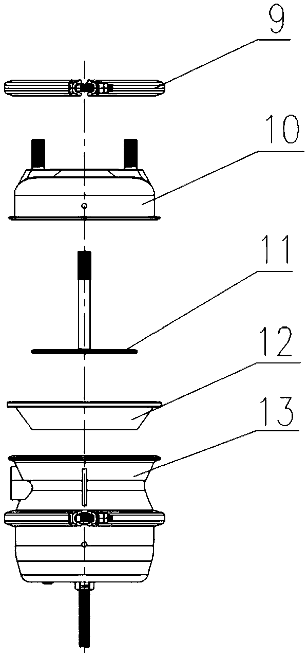 Assembling and holding mechanism for diaphragms of spring cylinders