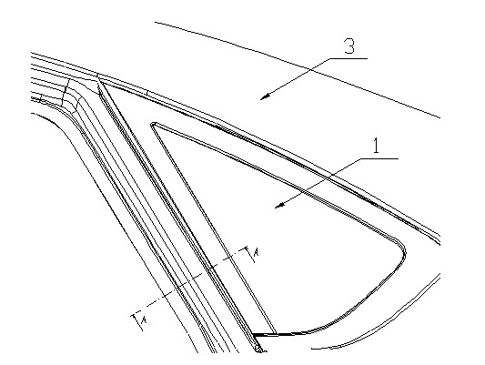 Rear car triangle window assembly