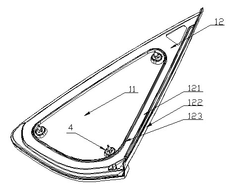 Rear car triangle window assembly