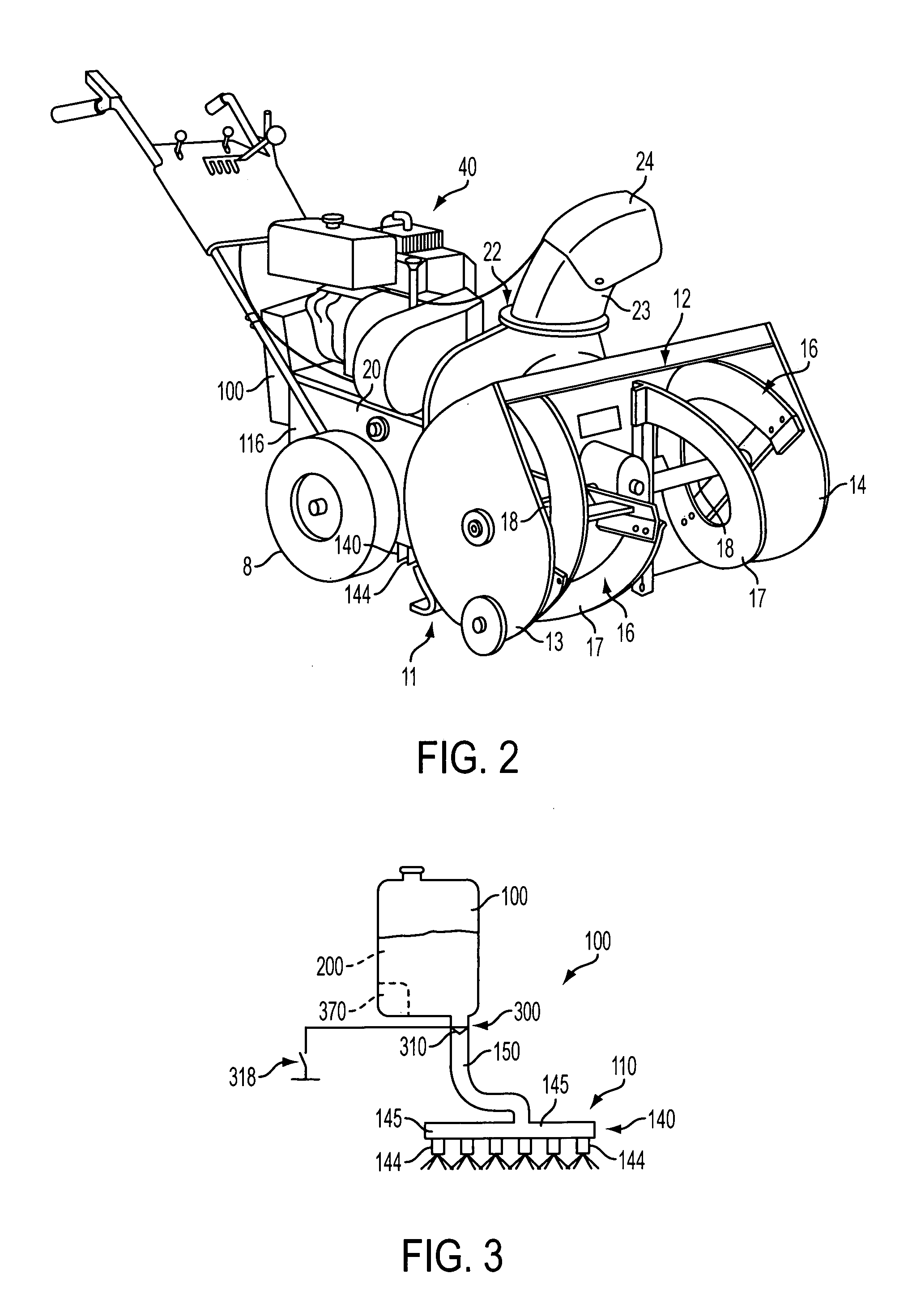 Snow removal machine with system for applying a surface treatment material