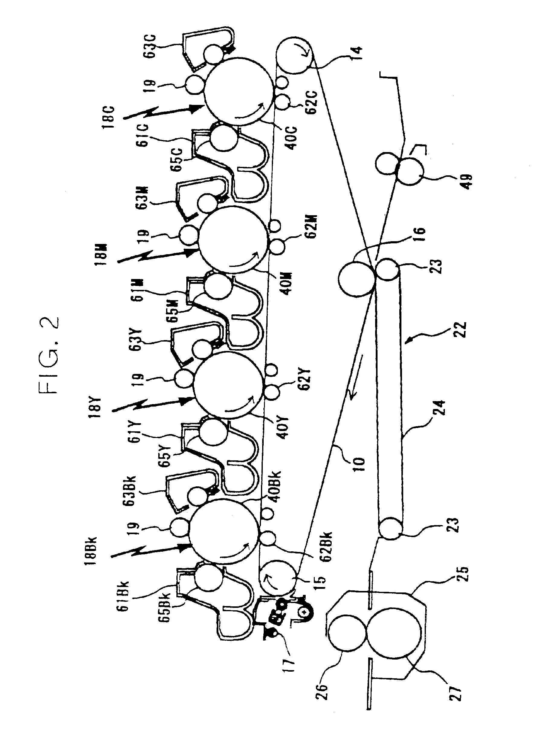 Image forming apparatus with photoconductive element and intermediate image transfer member