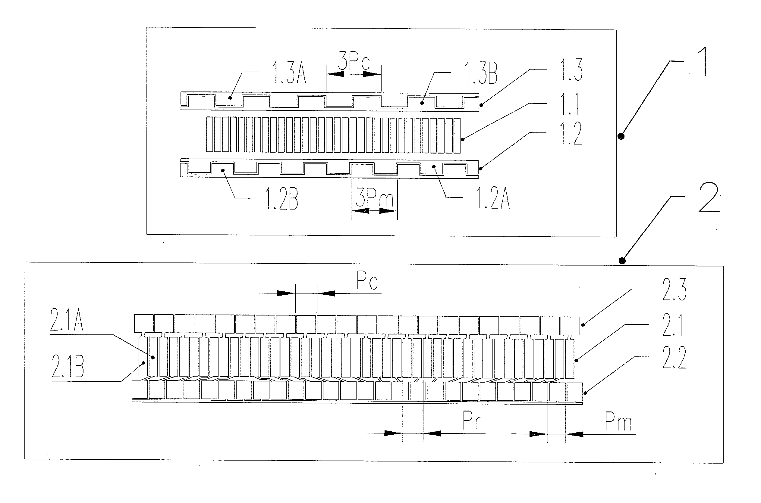 Absolute position measurement capacitive grating displacement measurement method, sensor, and operating method thereof