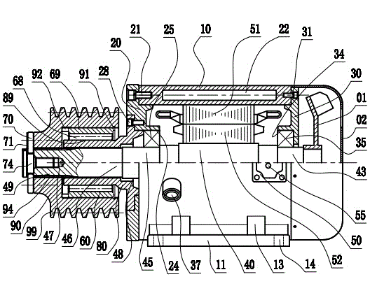 Main case water-cooling tungsten alloy triangle belt wheel motor