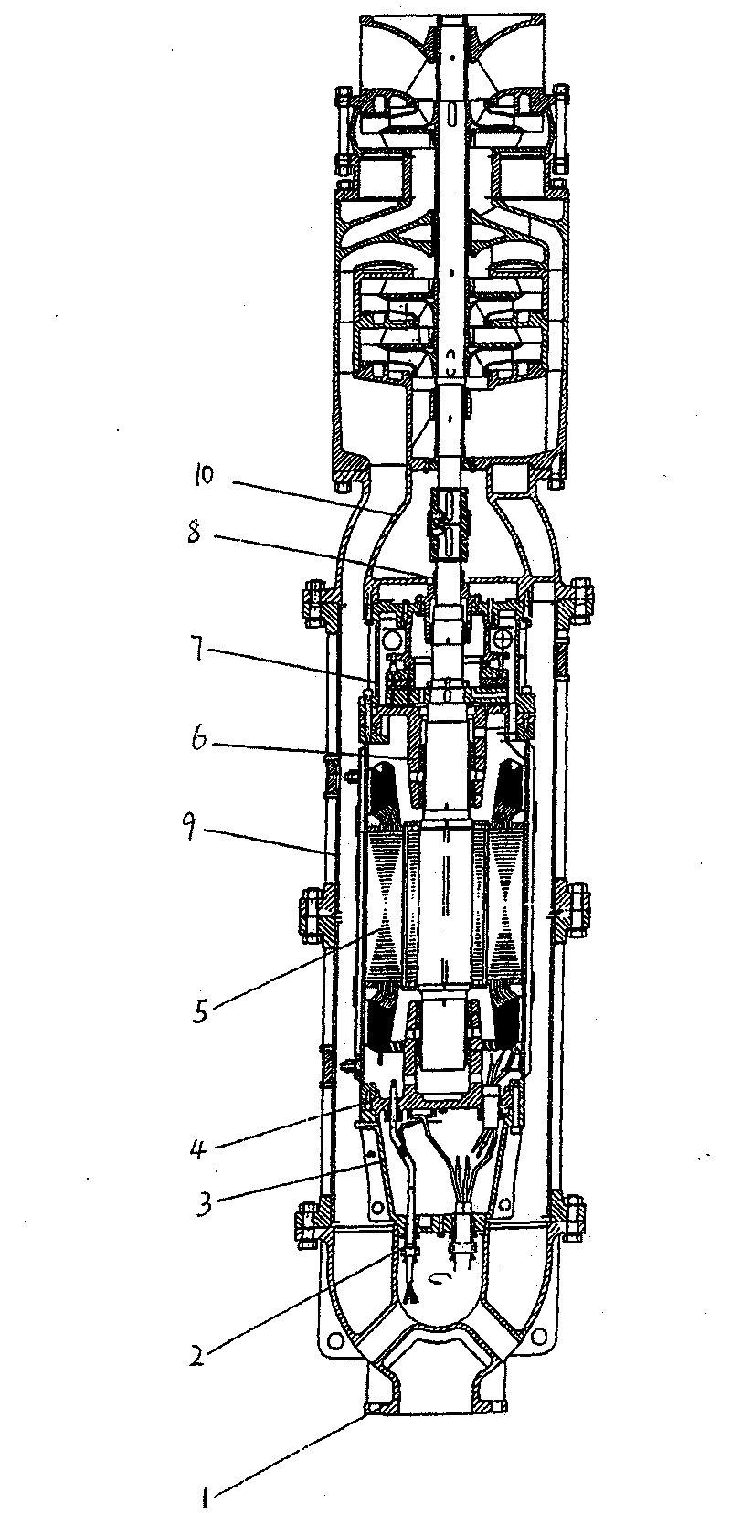 Downdraft high-voltage electric diving pump used for explosion-proof type mines and wells