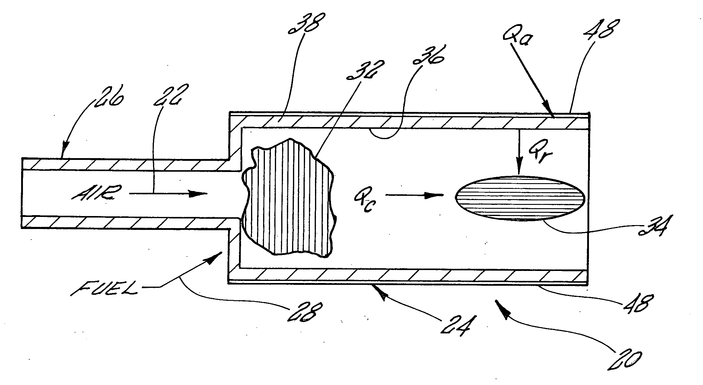 Combustion device to provide a controlled heat flux environment