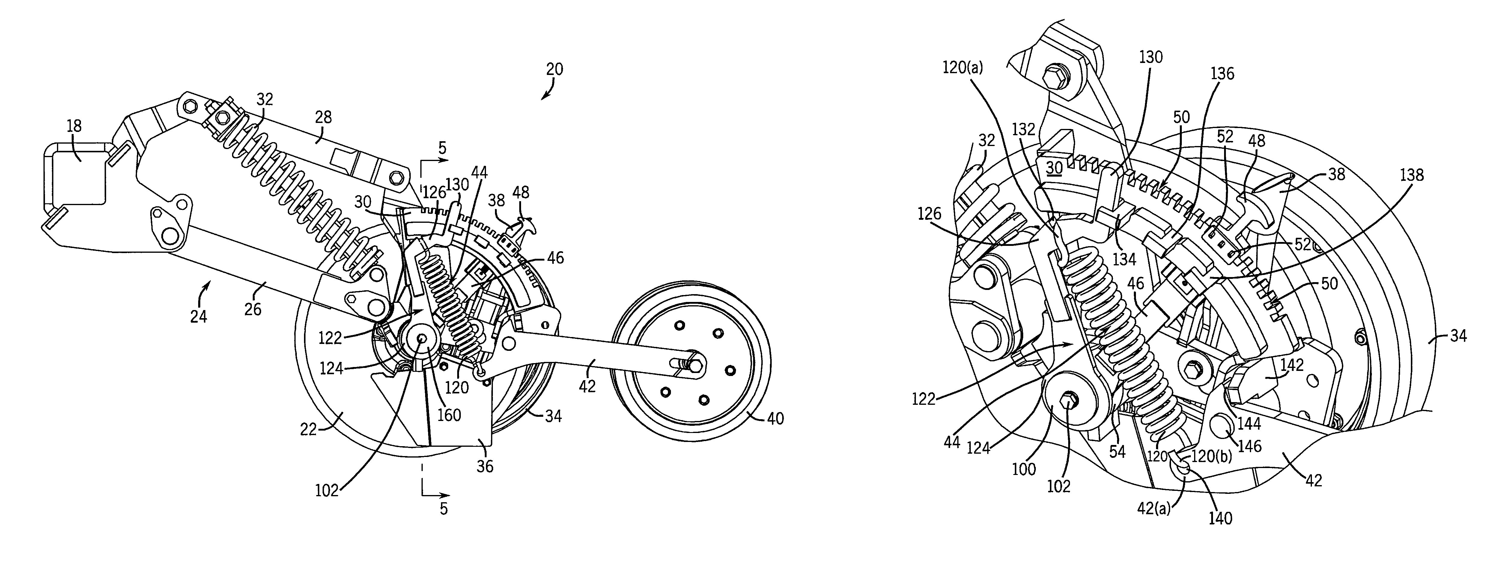 Packing pressure adjustment assembly for a ground opener unit