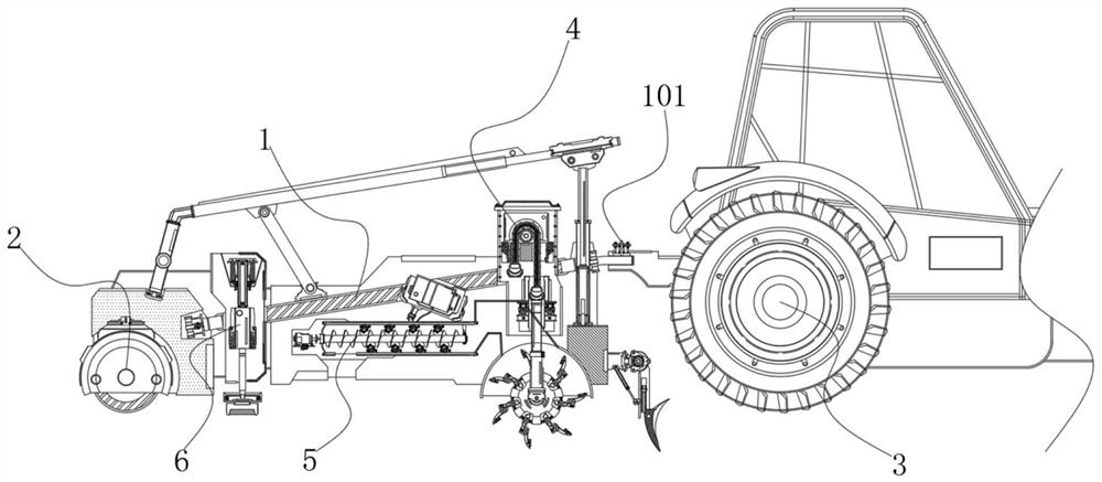 Green manure planting, plowing and ridging device for orchard