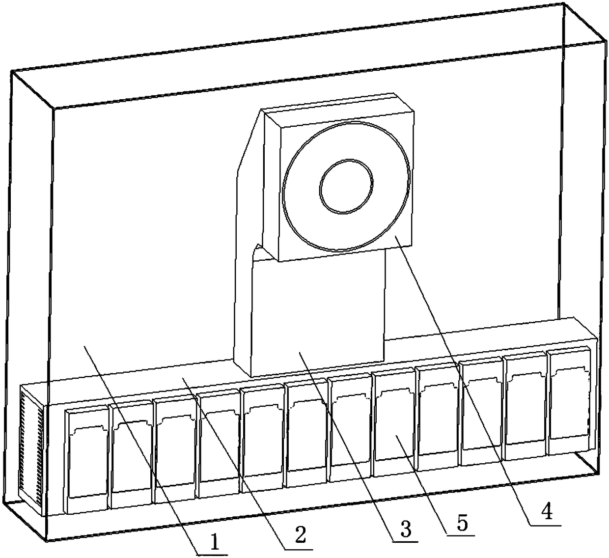 A T-shaped air duct cooling device using trapezoidal cooling fins