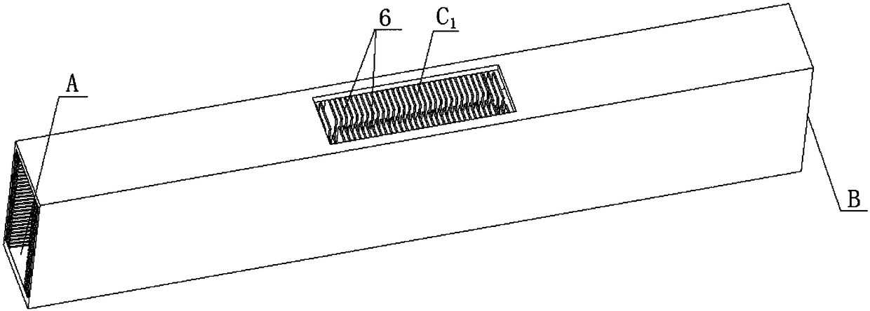 A T-shaped air duct cooling device using trapezoidal cooling fins