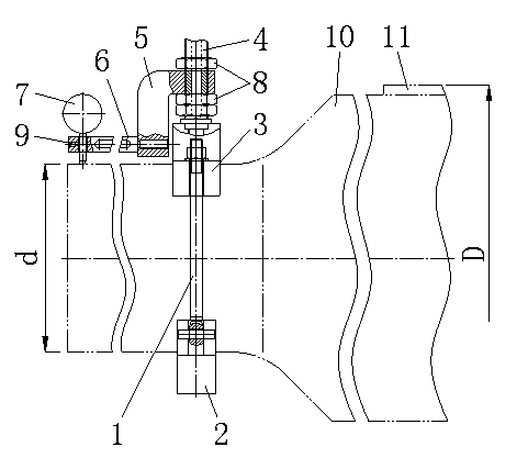 Measuring tool and measuring method for measuring revolution excircle of roller of reaming device